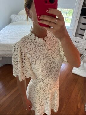 Rebecca Taylor Flutter Sleeve Dress in Cream